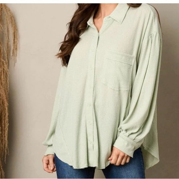 Mint colored oversized Blouse - Picture 6 of 6